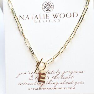 Natalie Wood Designs Gold Tone Letter Initial E Toggle Necklace $45 New